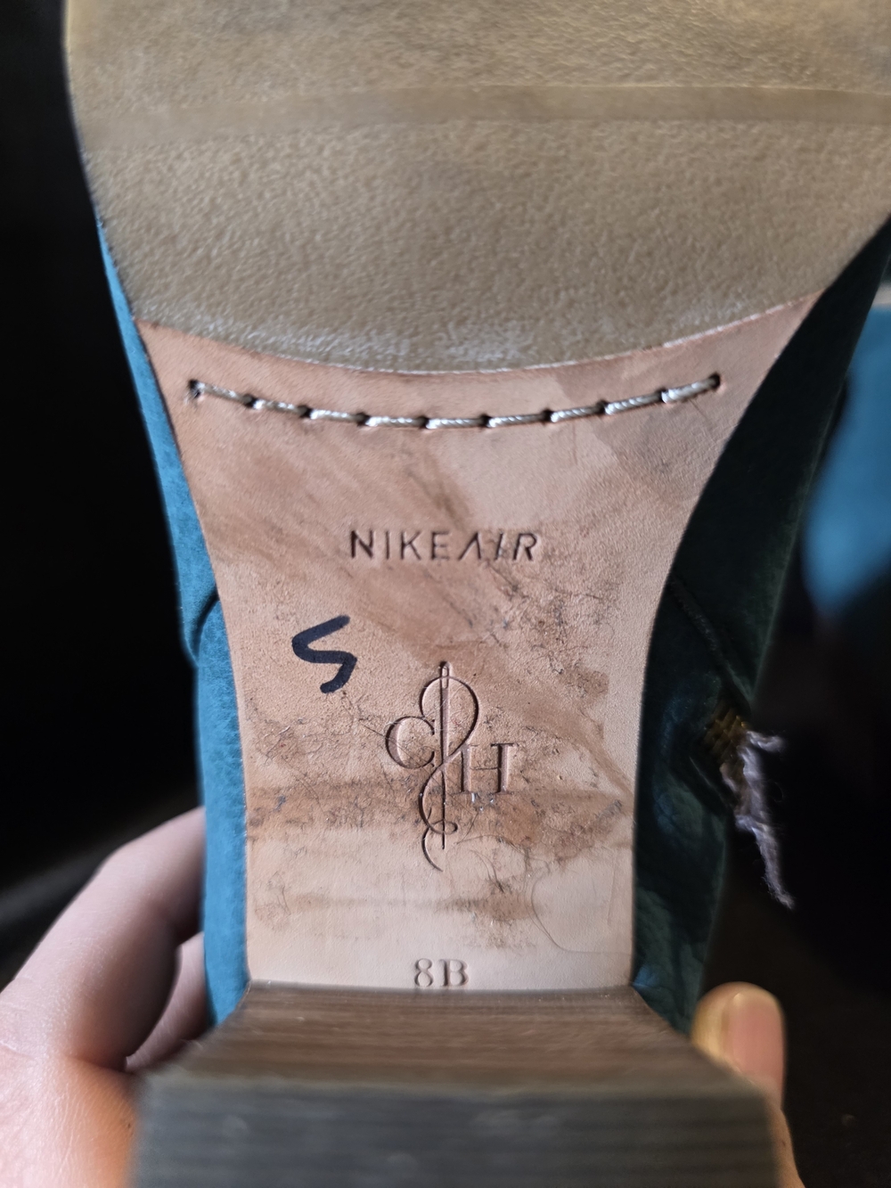 Cole Haan Teal Suede Ankle Booties with Block Heel Size 8 - Picture 8 of 9